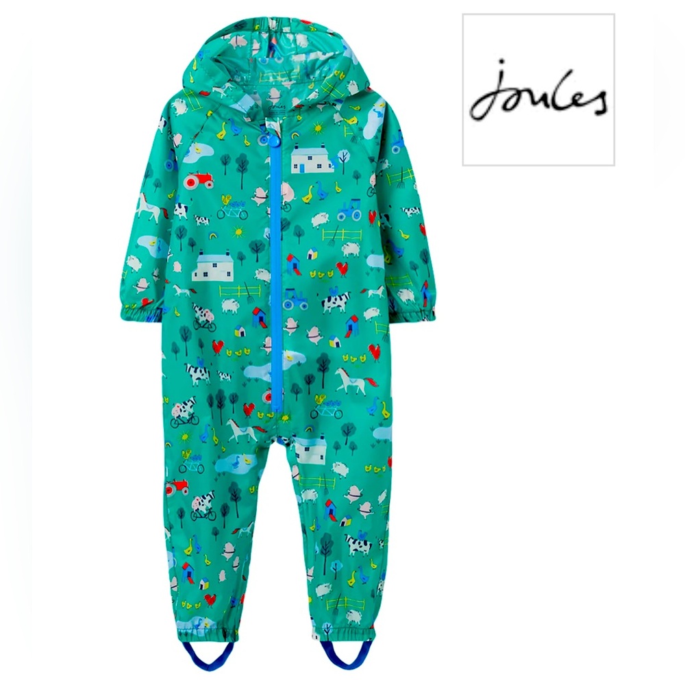 Joules Puddlesuit Farm Animals Rain Suit 2-3 years